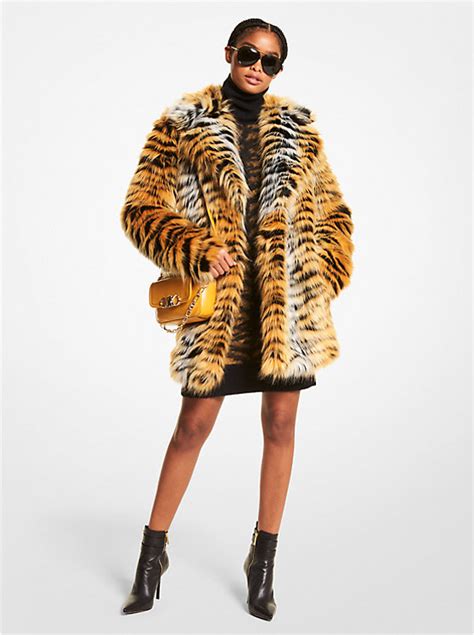 michael kors daunenjacke tiger print|Tiger Print Faux Fur Coat .